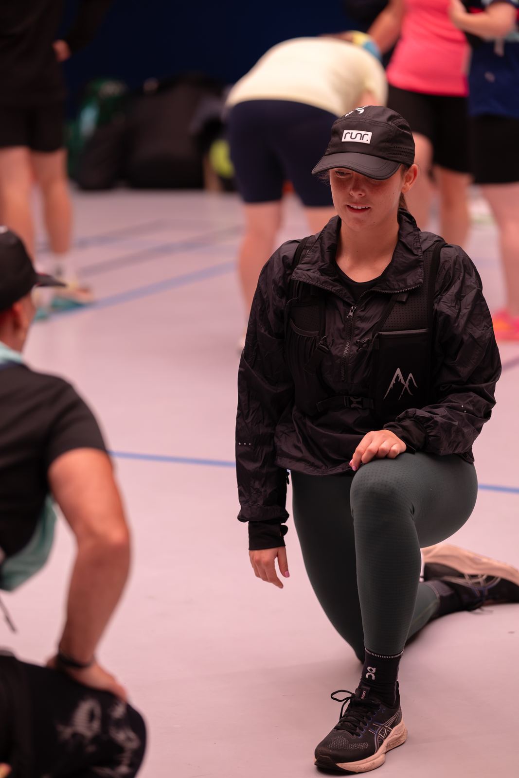 A runner warming up before the Glasgow 5K